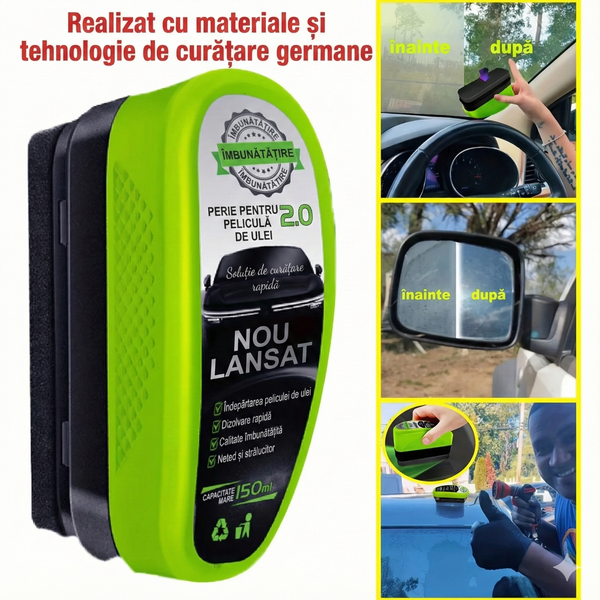 Perie pentru curățarea peliculei de ulei de pe geamurile auto/moto