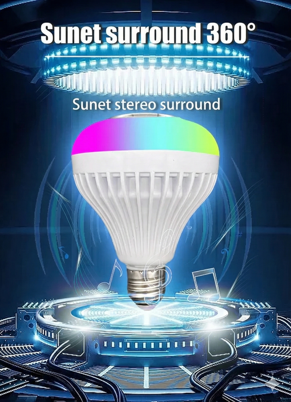 „Bec led inteligent RGB cu difuzor Bluetooth, muzică, lumină de scenă cu telecomandă.